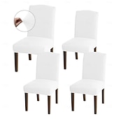 abordables Funda para silla de comedor-Fundas para sillas de comedor de 4/6 piezas, ajustables, elásticas y universales, tipo Parsons, con protectores de asiento extraíbles y lavables a máquina.