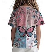 economico Animali 3D della Ragazza-Ragazze 3D Grafico Farfalla Maglietta Manica Corta Stampa 3D Estate Primavera Sport Moda Streetwear Bambini 5-12 anni Girocollo Casuale Quotidiano All'aperto Vestibilità regolare