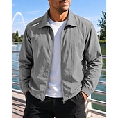 abordables Chaquetas de correr-Hombre Color sólido Chaqueta para correr Chaqueta para exteriores Verano Primavera Full Zip Manga Larga Deportivo Protección Solar Ligero Transpirable Tenis Golf Corriendo Gris oscuro Azul Gris Claro