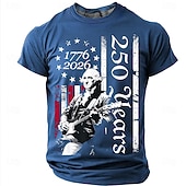 abordables T-shirts Patriotiques 250-4 juillet 2026, 250e anniversaire Homme Couleur Unie Drapeau Américain T-shirt Manche Courte T-shirt Impression 3D Col ras du cou Chemise Vintage Rétro Patriotique Quotidien Festival Bleu Noir Rouge