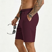 cheap Casual Shorts-Men's Shorts Summer Shorts Beach Shorts Casual Shorts Jacquard Pocket Elastic Waist Plain Comfort Breathable Knee Length Outdoor Beach Vacation Vacation Fashion Khaki Black Micro-elastic