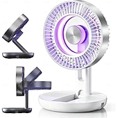 cheap Camping Lights &amp; Lanterns-2026 Upgrade Foldable LED Color Changing USB Rechargeable Quiet Mini Desktop Fan, 5-Speed Adjustable, Long Battery Life, Portable for Bedroom, Office, Dorm, Outdoor, Travel, Camping