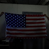 economico 250° Anniversario-Luci a forma di bandiera americana per esterni, bandiera USA 3x5 piedi con 98 LED luminosi, controllo con pulsante funzione e spina USB, decora il tuo cortile o illumina importanti festività, colore