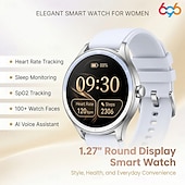 cheap Smartwatch-Smart Watch for Women, 1.27" Round Display Elegant Smartwatch with AI Voice Assistant, SpO2 Heart Rate Sleep Monitor, 100+ Watch Faces, Fashion Fitness Tracker for Android iOS