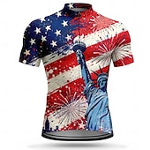  Amerika's 250e verjaardag Voor heren Uitslagbescherming Wielrenshirt Amerikaanse Amerikaanse vlag Korte mouw Fietsen Shirt Kleding Bovenlichaam met 3 achterzakken UV-bestendig Sneldrogend Met zakken