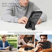 abordables Carcasas iPhone-teléfono Funda Para iPhone 17 Air 17 Pro Max 16 15 14 Pro Max Plus 13 Pro Max Mini Funda Trasera Con Magsafe con Soporte Magnética Soporte de carga inalámbrica Armadura ABS + PC