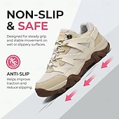 cheap Casual Sneakers-Men's Outdoor Hiking Shoes, Chunky Non-Slip Sole Lace-Up Sneakers, Comfortable Trail Walking Shoes for Travel, Camping