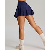 cheap Women's Skirts &amp; Skorts-Women's Solid Colored Casual Skirt Tennis Skirts with Shorts Sport Skirt Pocket High Waist Quick Dry Elastic Sweat-Wicking Breathable Tennis Golf Running Skirt Black Red Navy Blue Tennis Clothing