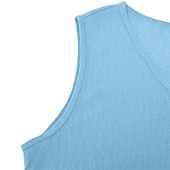 preiswerte Fitness Tank-Tops-Herren Tanktop aus Leinen Ärmelloses Shirt Unterhemd Ärmellos V Ausschnitt Sommer Einfach Mode Basic Böhmische Schlank Weich Strand Urlaub Alltagstauglich Schwarz Weiß Blau Top T-Shirt für Herren