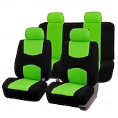 cheap Car Seat Covers-Universal Car Seat Covers Full Set, Breathable Cloth Automotive Seat Protectors with Sporty Two-Tone Design, Airbag Compatible Interior Accessories for Most Sedan, SUV, Truck, Van, 9PCS