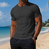 cheap Basic T shirts-Men's T Shirt Tee Top Short Sleeve Crew Neck Summer Spring Plain Casual Athletic Quick Dry Slim Plain Casual Daily Sports Light Blue Black White Top Tee for Men