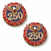 preiswerte U.S. 250. Jahrestag-2 Stück US-Broschen zum 250. Jahrestag, patriotischer Adler &amp;Rosenkranz-Anstecknadeln aus Emaille, Gedenkabzeichen mit Strasssteinen (USA 1776–2026), Sammlerstück zum Unabhängigkeitstag und Memorial