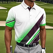 halpa Miesten golfpoolopaita-Miesten Geometrinen Golf Urheilu poolopaidat Lyhythihainen Poolopaidat Kauluspaidat Vapaa-aika Urheilu- ja treenivaatteet Arki-asut 3D-tulostus Napit Kevät kesä Sininen Laivaston sininen Oranssi