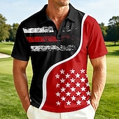  2026 250. rocznica Męskie Amerykańskie US Flag Polo Koszule Krótkie Rękawy Koszule Polo Koszule z Kołnierzykiem Luźne Athleisure Festiwal Outfit 3D Druk Guziki Oddychająca Siatka Wiosna i Lato
