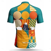cheap Men's Jerseys-Men Cycling Jersey Geometric Short Sleeve Bike Jersey Activewear Top with 3 Rear Pockets UV Resistant Quick Dry With Pockets Front Zipper Sports Yellow Pink Dark Navy Clothing Apparel