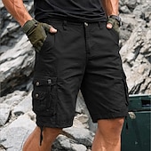 baratos Clássico-Homens Bermuda Cargo Shorts de trabalho Shorts de Trilha Perna Cordão Bolso multi 6 Bolso Tecido Curto Casual Esportes Para Noite Roupa de rua Clássico Azul Cáqui Sem Elasticidade
