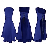 voordelige Jurk-Retro vintage Middeleeuws Renaissance Tot de enkel Jurken Lijfje Mouwloos Boers Veters Kostuum Dames Fantasie Halloween Carnaval Renaissance beurs LARP Volwassenen Kleding
