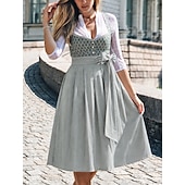 cheap Dirndl Dresses-Oktoberfest Dress Dirndl Trachtenkleider Midi Length Maid Bavarian German Wiesn Women's Traditional Style Cloth Without Blouse (75CM)