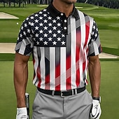  Giorno dell'Indipendenza Americana Per uomo Bandiera Americana Polo Manica Corta Magliette polo Bavero Casual Athleisure Abbigliamento quotidiano Abito da festa Stampa 3D Bottoni Primavera & Estate