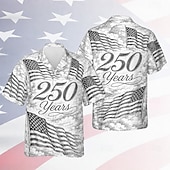  4 luglio 2026 250° Per uomo Bandiera Americana Camicia Camicia Estiva Camicia con Bottoni Manica Corta Patriotico Quotidiano Abbigliamento casual alla moda Estate Primavera Collo ripiegato Stampa 3D