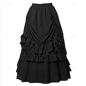 abordables Fondos-Retro Antiguo Victoriano Medieval Falda Bruja Princesas Aristócrata Volante Disfraz Mujer Víspera de Todos los Santos Carnaval Feria del Renacimiento LARP Adulto Falda