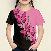 economico Animali 3D della Ragazza-Ragazze 3D Grafico Farfalla Maglietta Manica Corta Stampa 3D Estate Primavera Sport Moda Streetwear Bambini 5-12 anni Girocollo Casuale Quotidiano All'aperto Vestibilità regolare