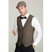baratos Men's 1920s Costumes-Roaring 20s 1920s Retro Vintage Outfits Waistcoat Accesories Set Gentleman Gangster Fancy Dress Men's Halloween Carnival New Year Carnival Party / Evening Masquerade Adults' Cravat Vest Hat
