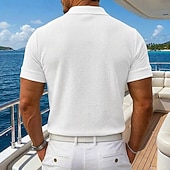  Homme Polo en seersucker Ice Silk Texturé Occasionnel Fête Col Rabattu Manche Courte Mode Basique Uni Avec Poches Boutons Printemps & Été Été Coupe régulière Bleu Noir Blanche Gris Polo en seersucker