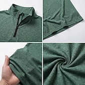 baratos Polo Clássico Masculino-Men's Polo Shirts Zip Polo Casual Daily Quarter Zip Short Sleeve Fashion Basic Plain Lightweight Quarter Zip Summer Spring Blue White Pink Dark Green Purple Orange Polo Shirts
