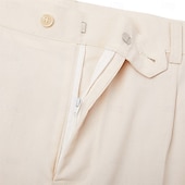  Pantalones de vestir de lino para hombre, plisados, de corte relajado – pantalones casuales ligeros de verano, de pierna ancha y corte recto, disponibles en marrón, azul marino y beige.