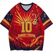 preiswerte Sport- und Fitness-T-Shirts-Fußball-Pokal 2026 Herren Zahlengrafik Spanien T Shirt Jersey Shirts Kurzarm T-Shirt 3D-Druck V Ausschnitt Hemd Sport Streetstyle Sport im Freien Spieltag American Football Rot 4 Rot 3 Rote Frühling