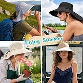 abordables Artículos para el hogar-Sombrero de sol para mujer, plegable, de ala ancha, con solapa para cubrir el cuello y abertura para coleta. Permite llevar coleta sin oprimir la cabeza. Transpirable y fresco, ideal para vacaciones