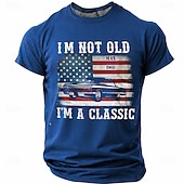  4 juillet 2026, 250e anniversaire Homme Voiture Drapeau américain T-shirt Manche Courte T-shirt Impression 3D Col ras du cou Chemise Patriotique Quotidien Festival Bleu Noir Rouge Été Printemps
