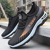 cheap Casual Sneakers-Men's Black and Orange Running Sneakers Lightweight Breathable Lace-Up Athletic Walking Shoes Cushioned Sport Footwear for Jogging, Gym Training, Travel and Daily Active Wear