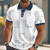  Per uomo Geometrico Polo Manica Corta Magliette polo Camicie con Colletto Business Casual All'aperto Athleisure Abbigliamento quotidiano Stampa 3D Bottoni Primavera & Estate Blu Rosso Blu marino