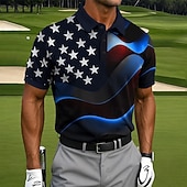  4th of July 2026 250th Men's American US Flag Golf Sports Polo Shirts Short Sleeve Polo Shirts Collared Shirts Casual Athleisure Daily Wear Festival Wear 3D Print Buttons Breathable Mesh Summer Spring