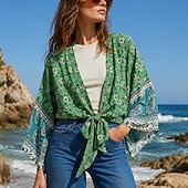 preiswerte Oberteile-Böhmische Boho Hippie Bauchfreies Top langarm Hippie Blumen Kostüm Damen Strand Musikfestival Erwachsene Oberteil Sommer