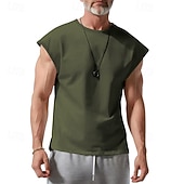 abordables Running Tee &amp; Tank Tops-Men's Solid Colored Workout Tank Top Running Tank Top Gym Tank Top Summer Spring Classic Sleeveless Quick Dry Lightweight Moisture Wicking Breathable Gym Workout Active Training Exercise Black White