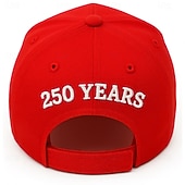  Boné comemorativo do 250º aniversário dos EUA (1776–2026), boné vermelho bordado, boné de beisebol patriótico com as letras "USA". &Bandeira americana para o Dia da Independência, 4 de julho, Dia da