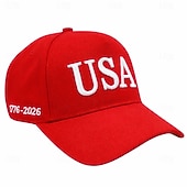  Boné comemorativo do 250º aniversário dos EUA (1776–2026), boné vermelho bordado, boné de beisebol patriótico com as letras "USA". &Bandeira americana para o Dia da Independência, 4 de julho, Dia da