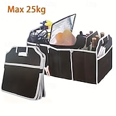 cheap Storage &amp; Organization-Universal Car Trunk Storage Bag, Portable Foldable 3-Compartment Organizer with Reinforced Handles, Fits SUV, Truck, Van, Sedan, Multi-Purpose Vehicle Cargo Net for Groceries, Tools, Sports Gear