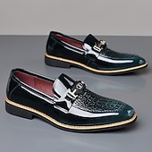 economico Mocassini-Mocassini da uomo bordeaux con stampa coccodrillo, scarpe eleganti slip-on lucide, calzature da gentiluomo perfette per matrimoni, feste, banchetti e occasioni serali.