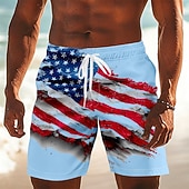 4 de julho de 2026 250º Homens Bandeira americana Calção Justo de Natação Fatos de banho Calções de banho Bermuda de Surf Cintura Média Patriótico Diário Feriado Bolsos laterais Forro de malha
