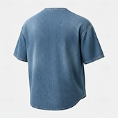 cheap Casual Henley Tee-Men's Henley Shirt Short Sleeve Plain Solid Retro Vintage Casual Vintage Style Garment Dyed Distressed Henley Casual Spring &amp; Summer Summer Spring Blue Khaki Black Henley T-Shirt