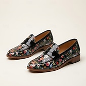 abordables Chaussures Déclaration-Mocassins à enfiler noirs à motif floral pour homme, chaussures habillées élégantes à bride vernie, parfaites pour les mariages, les banquets, les fêtes et les soirées raffinées.