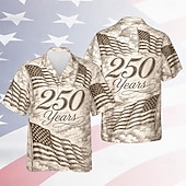  4 luglio 2026 250° Per uomo Bandiera Americana Camicia Camicia Estiva Camicia con Bottoni Manica Corta Patriotico Quotidiano Abbigliamento casual alla moda Estate Primavera Collo ripiegato Stampa 3D