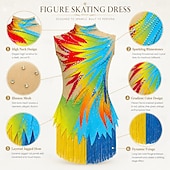 cheap Figure Skating Dresses-Figure Skating Dress Women's Girls' Ice Skating Dress Multi color Tassel Stretchy Training Competition Skating Wear Crystal / Rhinestone Sleeveless Ice Skating Figure Skating