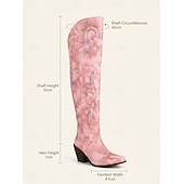 preiswerte Frauen-Damen-Overknee-Cowgirlstiefel, Westernstiefel mit Blockabsatz für Musikfestivals und Country-Konzerte