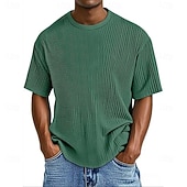 economico T-shirt in maglia waffle-Per uomo Maglietta Waffle Maglietta Camicia a Maniche Corte Manica Corta Girocollo Estate Primavera Tinta unica Streetwear Elegante Tempo libero Jacquard Quotidiano All'aperto Vacanza Bianco Nero