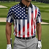  Giorno dell'Indipendenza Americana Per uomo Bandiera Americana Polo Manica Corta Magliette polo Bavero Casual Athleisure Abbigliamento quotidiano Abito da festa Stampa 3D Bottoni Primavera & Estate
